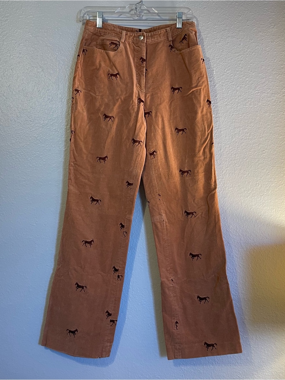 Women’s Rust Corduroy Pants with Horse Embroidery